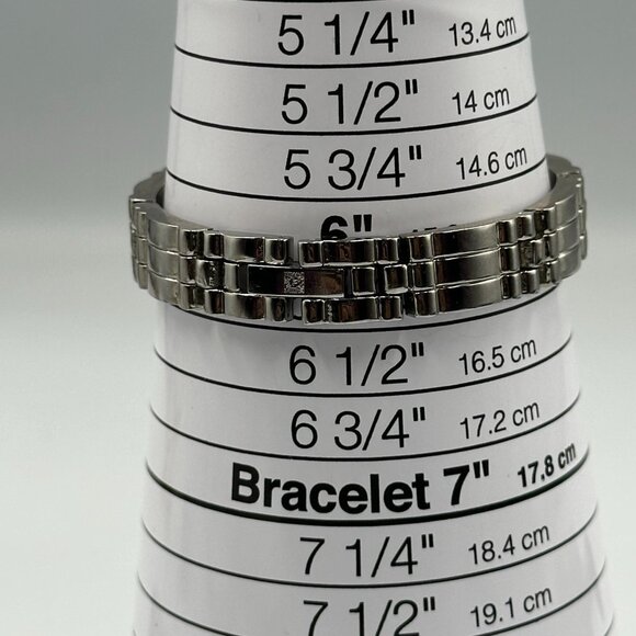 3Anne Klein Diamond Watch Women Silver Tone 16MM Rectangle Case 6.5" Working - Picture 11 of 11